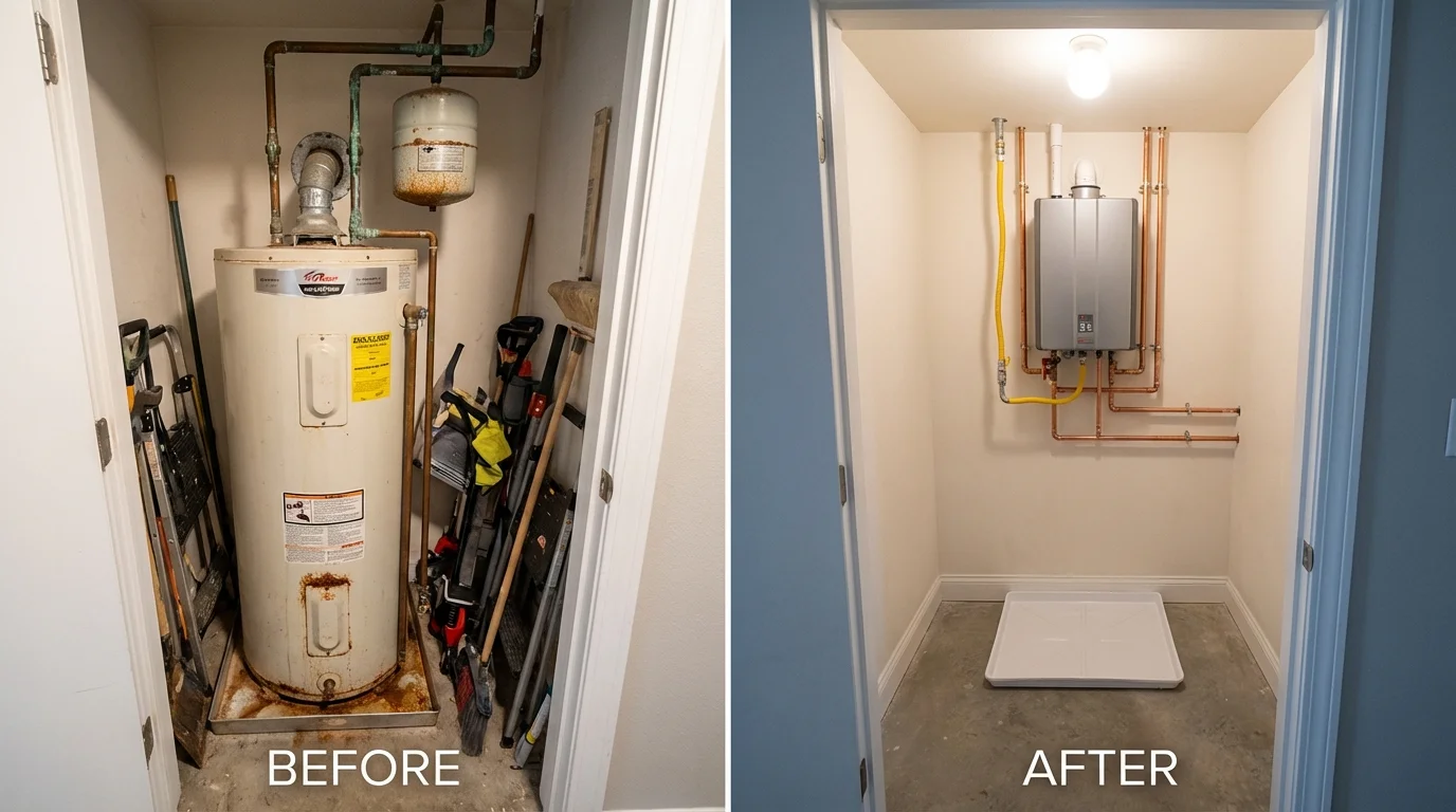 Tank water heater versus wall-mounted tankless unit comparison for Spencer, WV homeowners